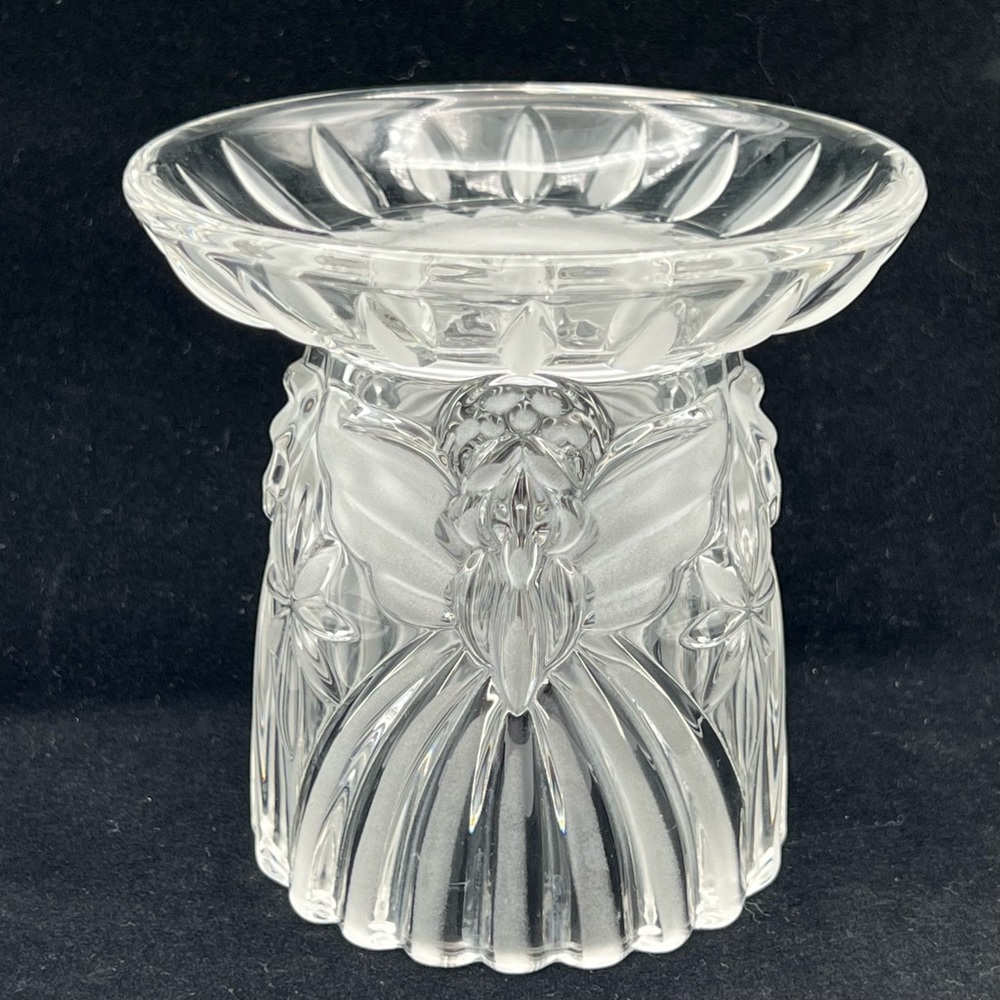 Gorham Angels Of Peace Crystal Pillar Candle Holder Frosted Germany Christmas